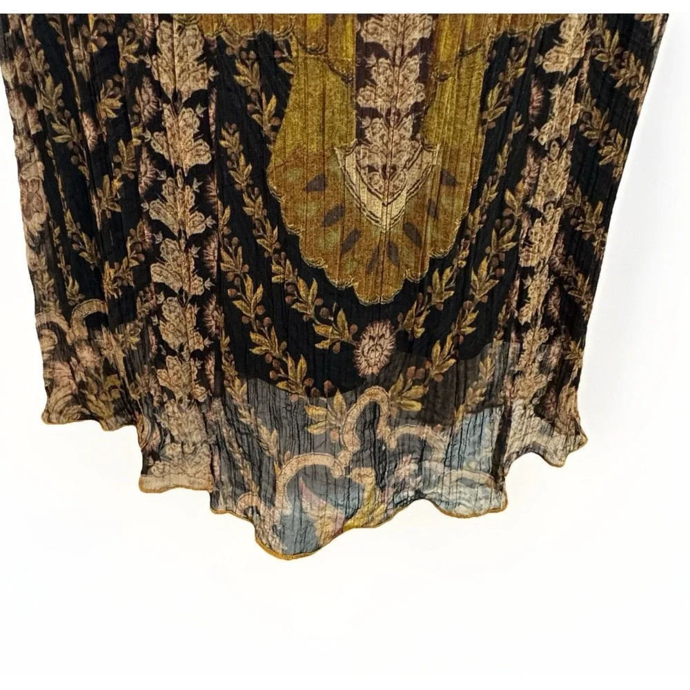 Soft Sorroundings Enchanted Forest Maxi Dress Sz 10P Brown Gold Floral Bohemian